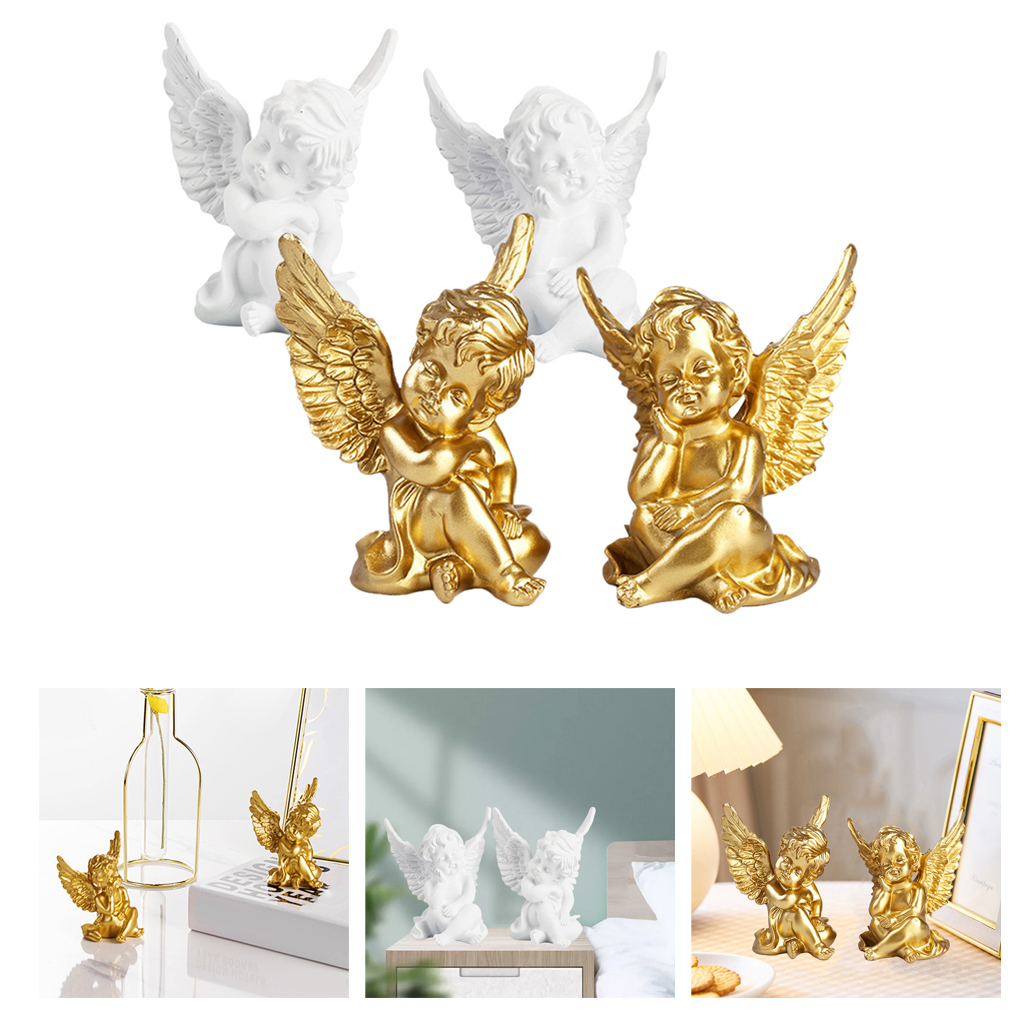 4pcs Cupid Angel Statue Tabletop Cherub Home Decorative Garden Ornaments 