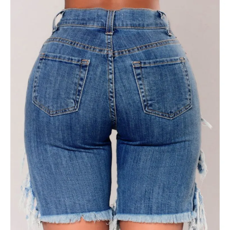 shorts Fashion Women Denim Bottoms Sexy Ladies Ripped Jeans Shorts High Waist Holes Draped Destroyed Pencil Slimming Shorts Club Street high waisted shorts