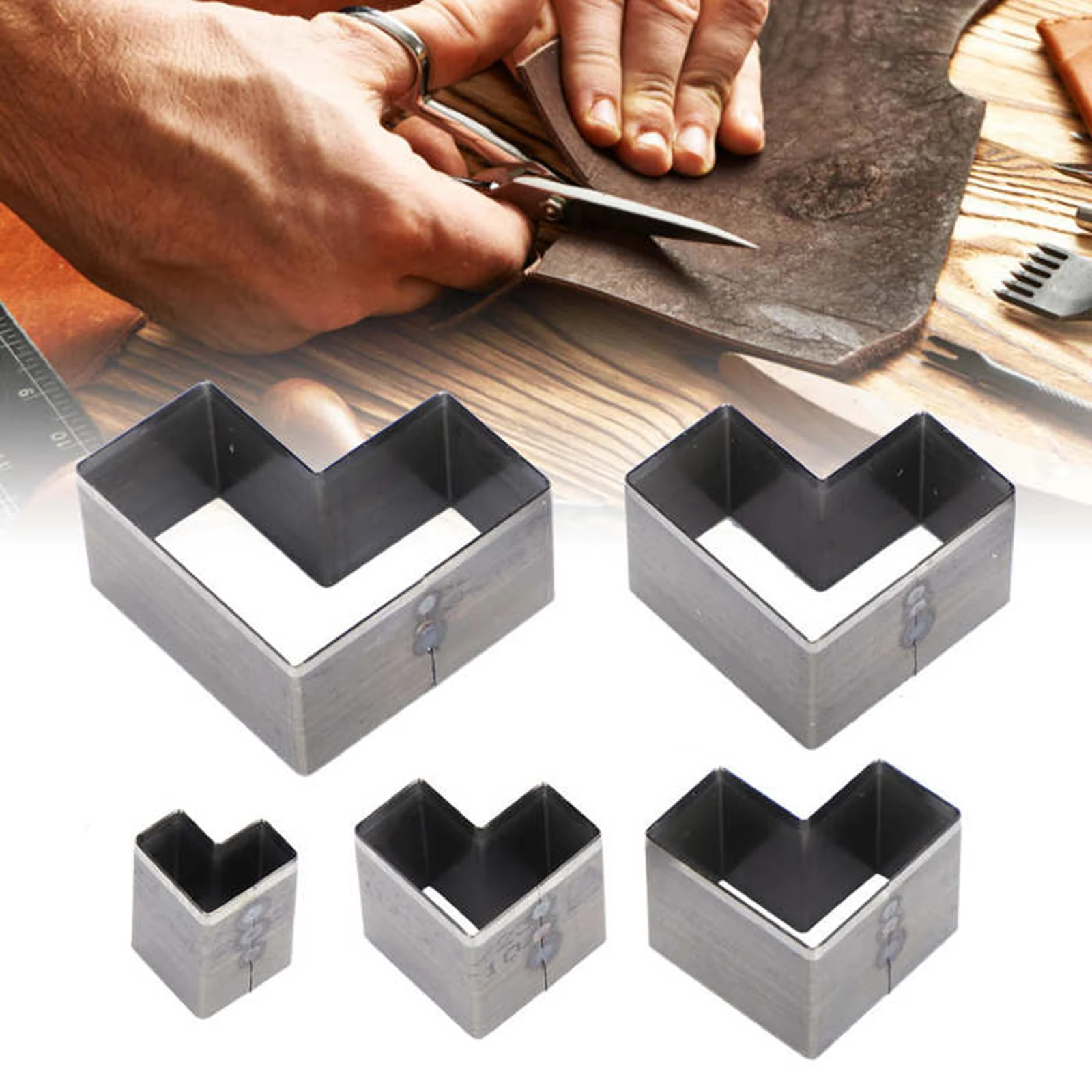 5Pcs Heart Leather Hole Hollow Punch Cutter Tool Leather Craft Set DIY for Handmade Leathercraft Jewelry Making