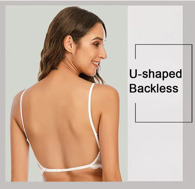Sexy Lace Bra Deep U Backless Bralette Triangular Soft Seamless Underwear  Women Low Back Transparent Bras Biustonosz Tank Tops - Active Bra -  AliExpress