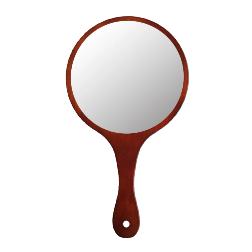 Barber Salon Makeup Hair Stylist HandHeld Mirror Large Wood Hand Held Mirror