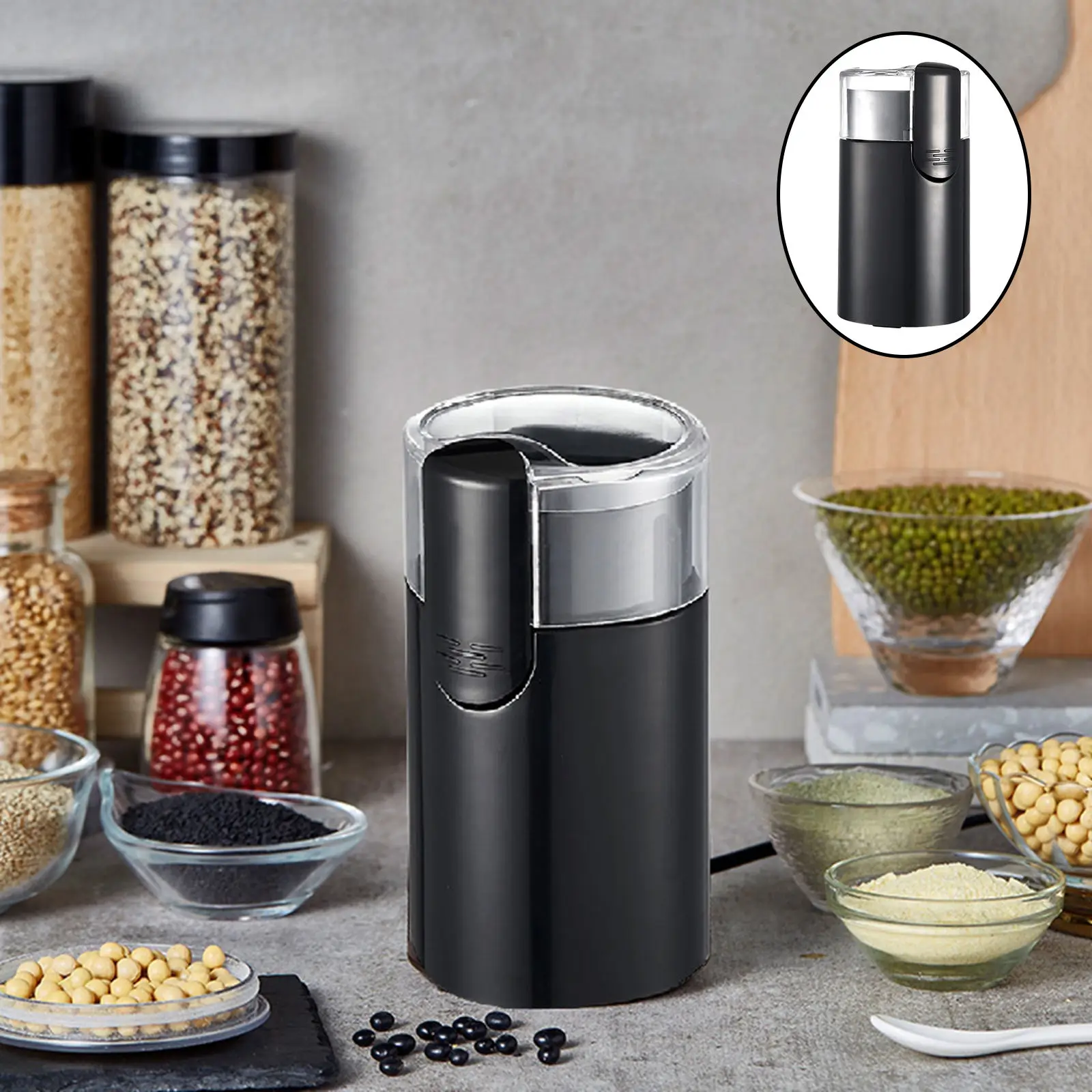 Portable Coffee Grinder Removable Design Stainless Steel Blade Mini Easy On/Off Nut Grain Grinder Grain Mills for Herbs Peanut