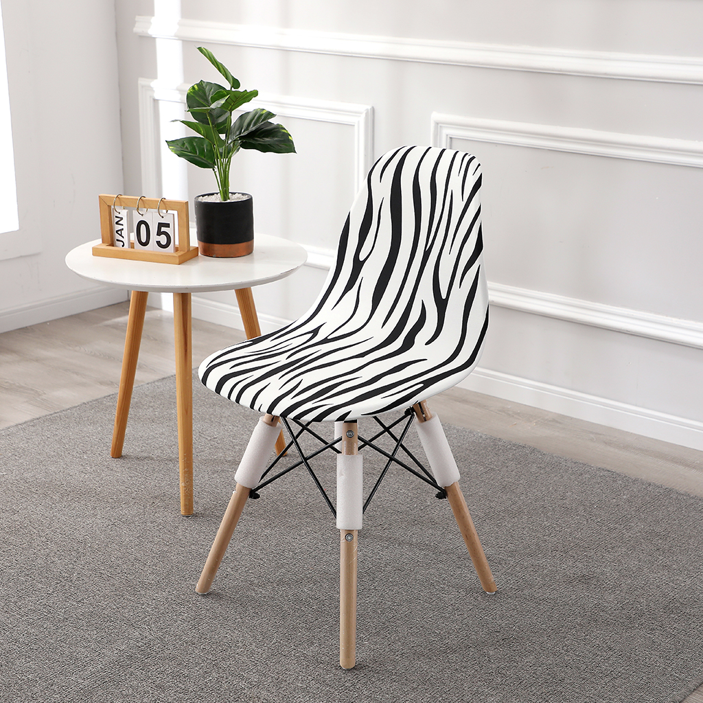 Shell Chair Seat Cover Printed Washable Chair Cover Short Back Seat Covers Home Hotel Soft Slipcover Anti-Dust