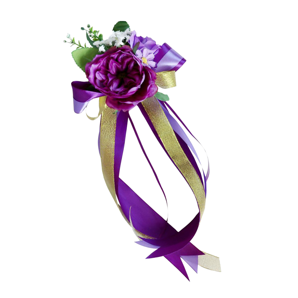 Wedding Car Decorations Kit Silk Flower Ribbon Mirror Door Handle Party Decor