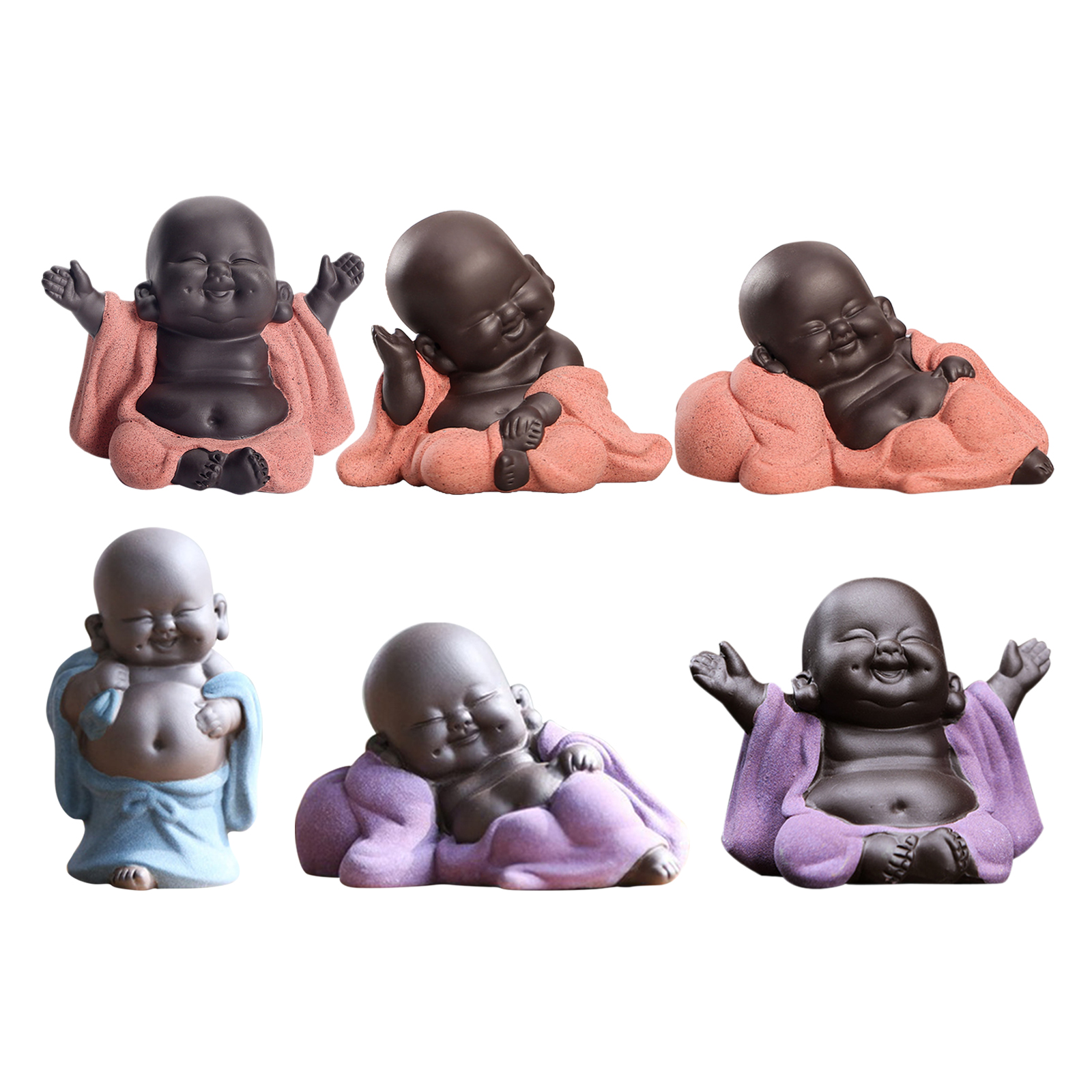 Ceramic Little Baby Monk Happy Buddha Statue Figurine Ornaments Dolls Arts