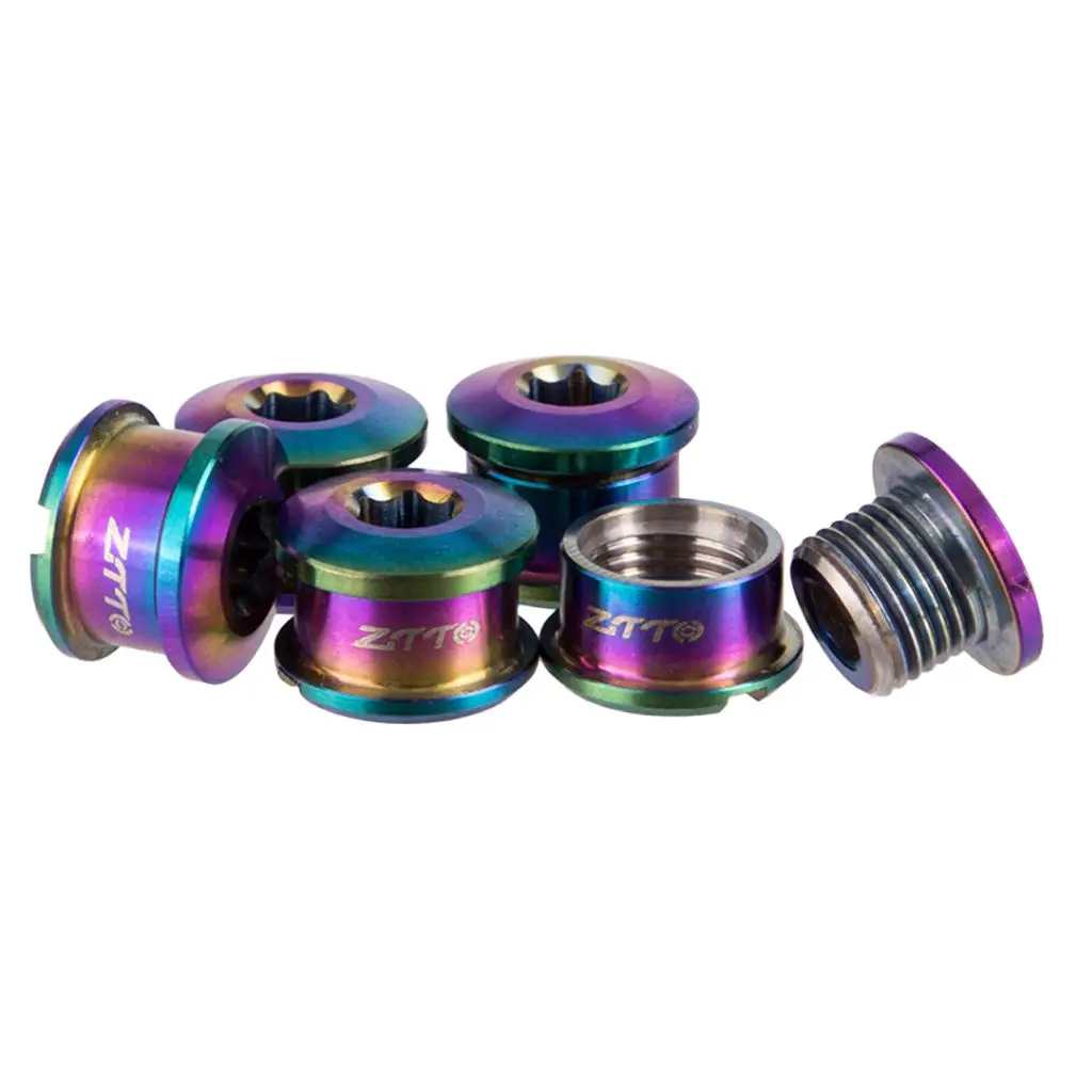 5Pcs Titanium Alloy Crankset Screws Chainring & Chainwheel Nuts Disc Brake Rotor Bolts Bright Color