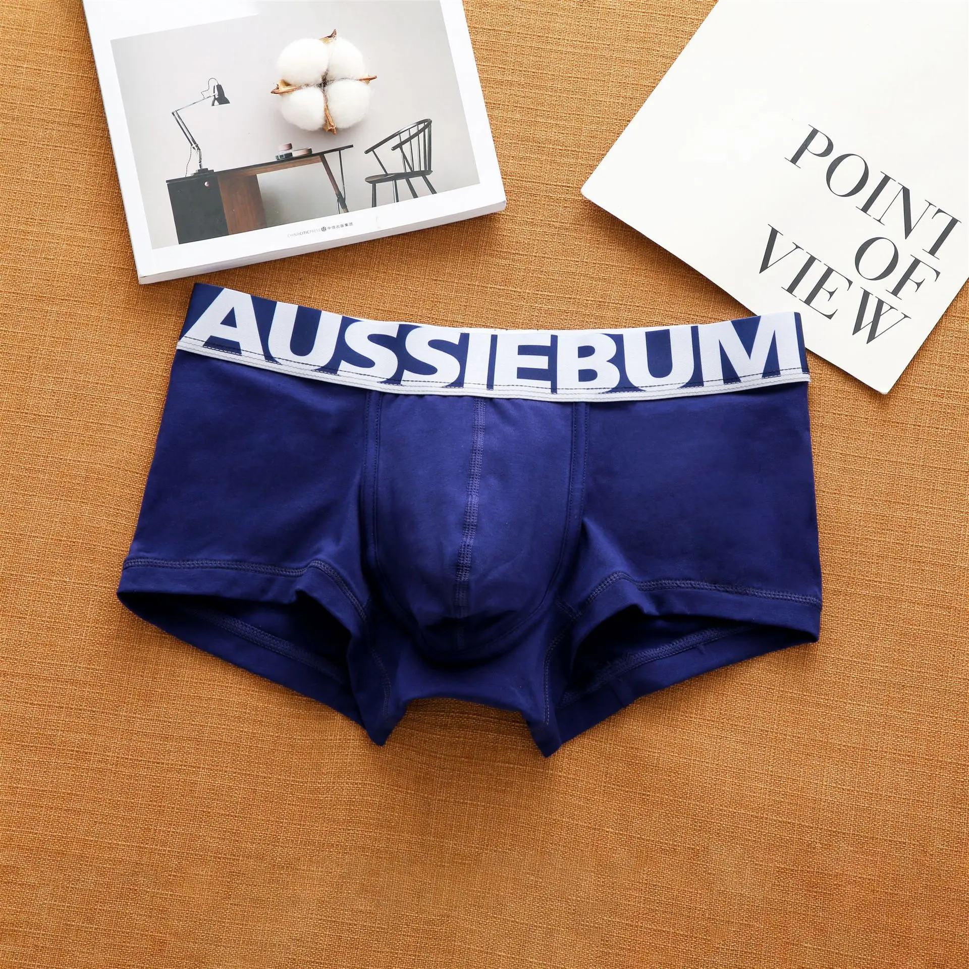 trunk underwear Aussiebum men's cotton panties low-waisted letter tide comfortable sweat-absorbing flat-angle pants pants cool boxers