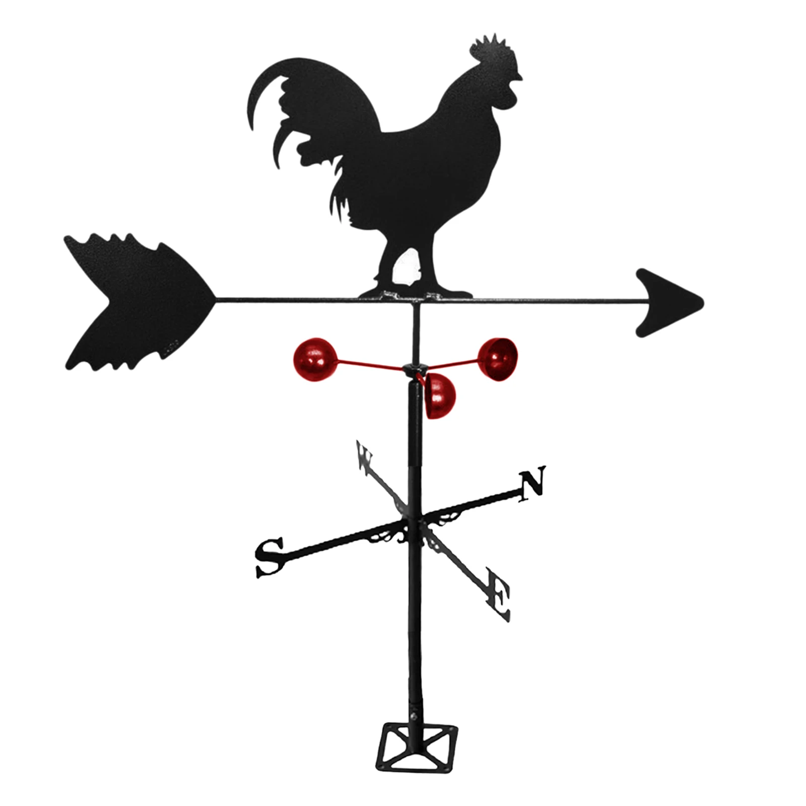 Farm Iron Home Rooster Shaped Weather Vane Wind Direction Indicator, Yard Roofs Measuring Tool