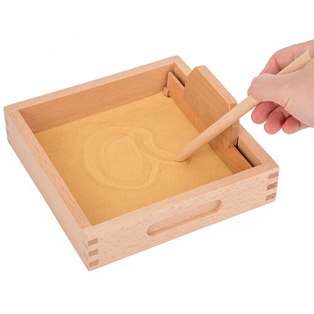 Montessori Wooden Scraping Sandbox with Wooden Pen Sand Table Practice Educational Alphabet and Number Painting Exercises Tool Montessori Wooden Scraping Sandbox with Wooden Pen Sand Table Practice Educational Alphabet and Number Painting Exercises Tool
