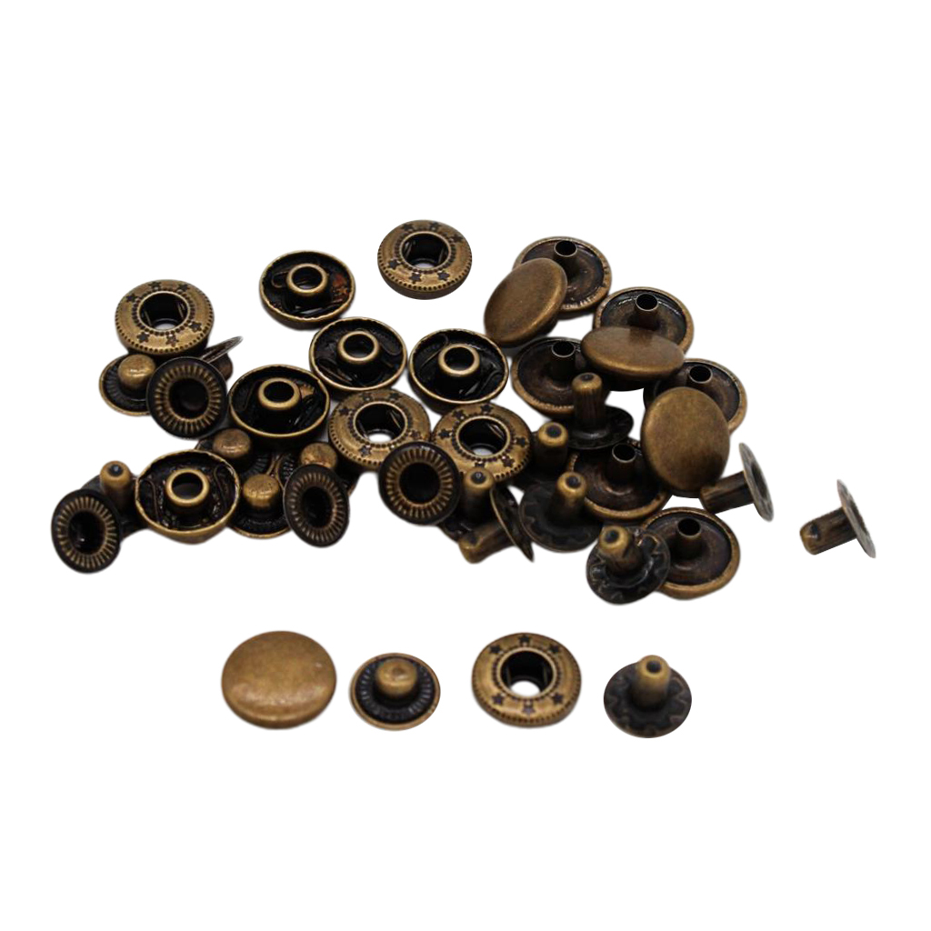 10pcs Copper Snap Buttons Replacement Jeans Popper Press Studs Button Supplies