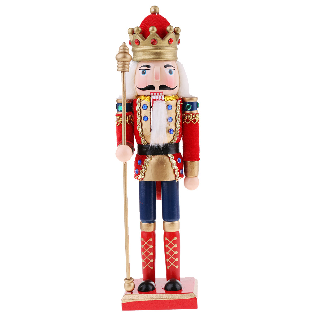Red 30cm wooden nutcracker soldier figure puppet doll home decor toy