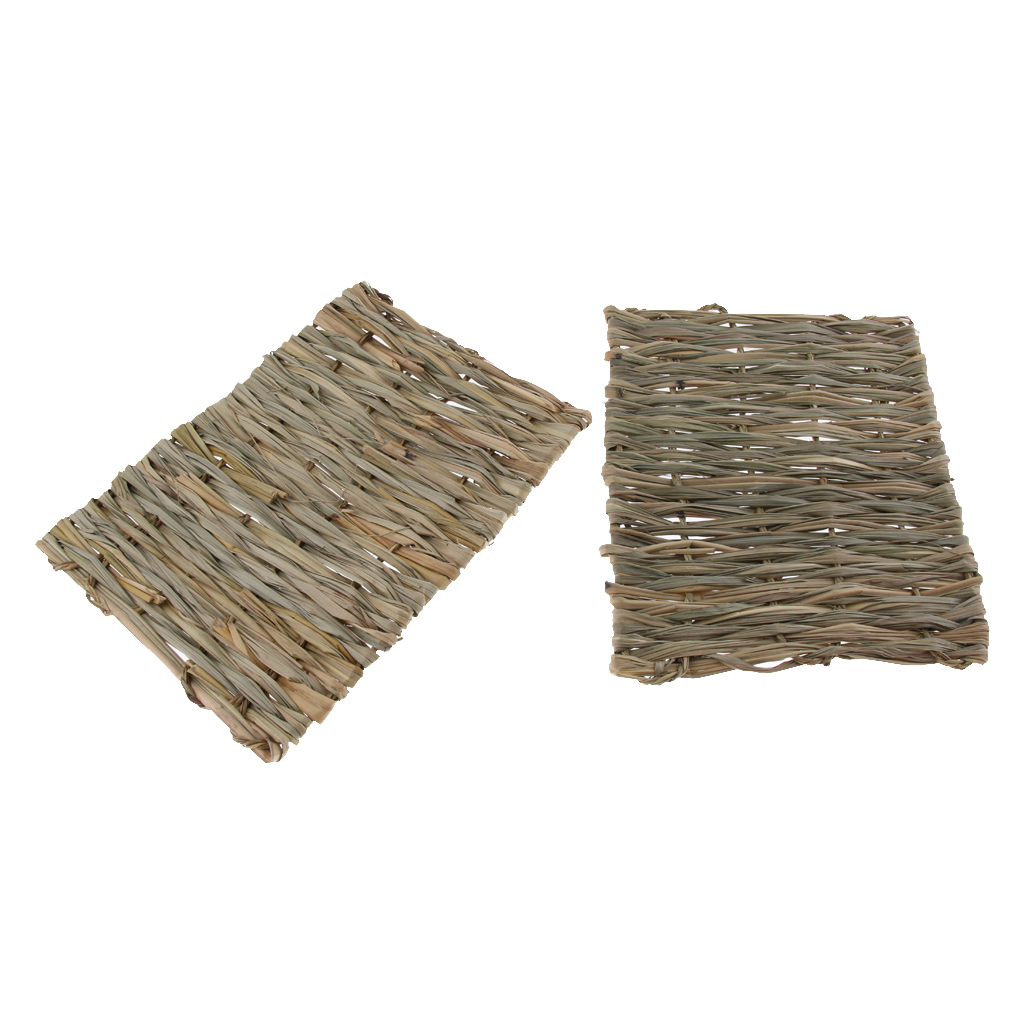 Handwoven Straw Cage Mat Sleep Bed and Chew Toy for Small Pet Rabbit Hamster