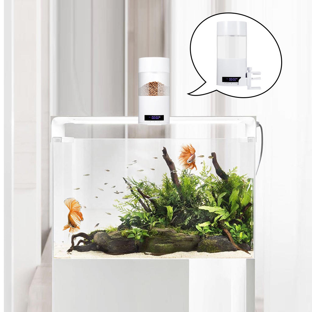 Adjustable Fish Feeders Tank Feeding 5V 1A 500ml Pond LCD Auto Food Timer
