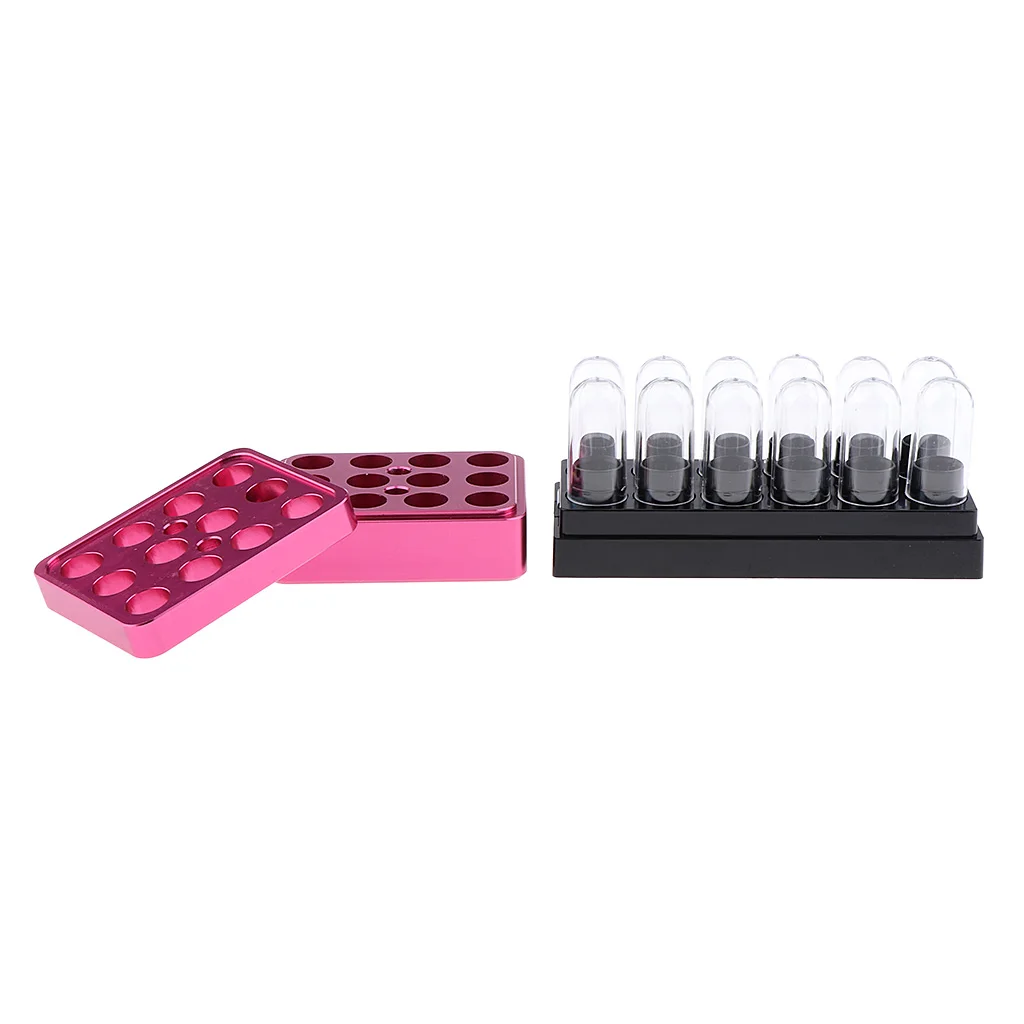 1x  9.3mm 12 Cavities Aluminum Lipstick Sample Mold with 1x 12 Holes Clear Lip Balm Tubes Empty