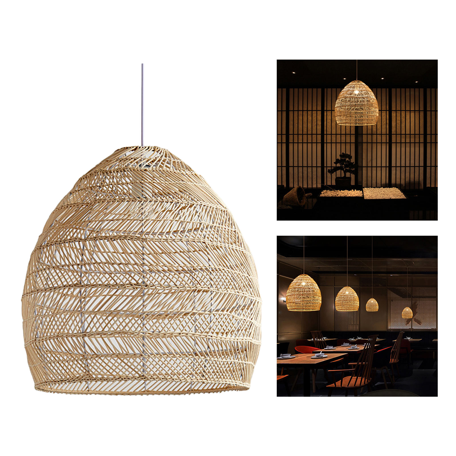 Japanese Bamboo Lamp Shade Ceiling Hanging Light Shade Chandelier Lampshade for Home Bedroom Tea Room Decorations