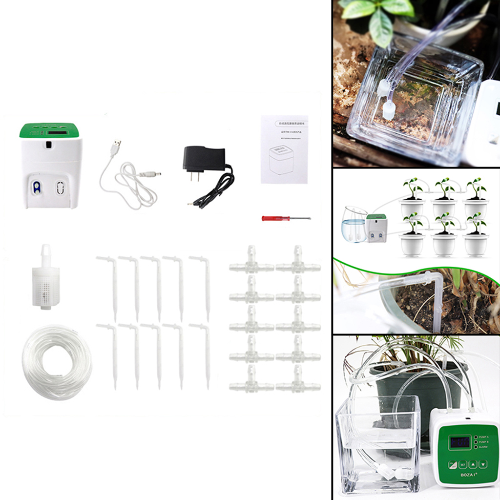 Automatic Watering System Drip Tape Irrigation Kit Double Pump 15 Pots US Plug, Multi-function Settings