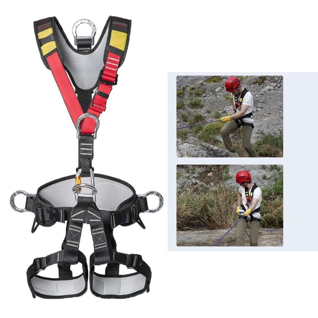 Full Body Climbing Harness Bearing 1000 KG, Safe Seat Belt Tree Climbing Training Caving Rock Climbing Rappelling Equip Device