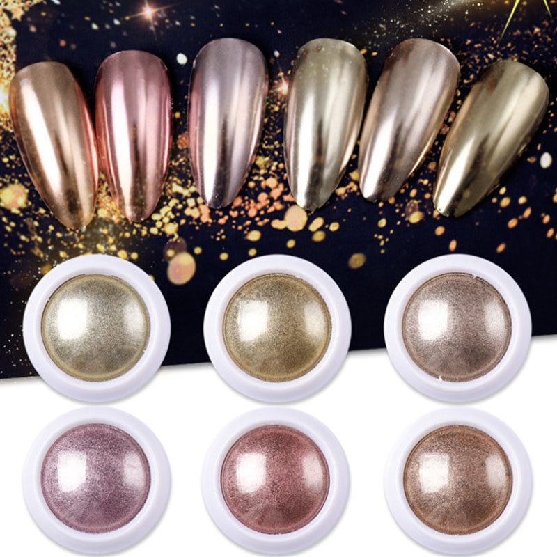 Best of 1 Box Metallic Glitter Nail Powder Champagne Rose Gold Metal Mirror Effect Decoration Dust Chrome Pigment 6 Colors Reviews & Tips