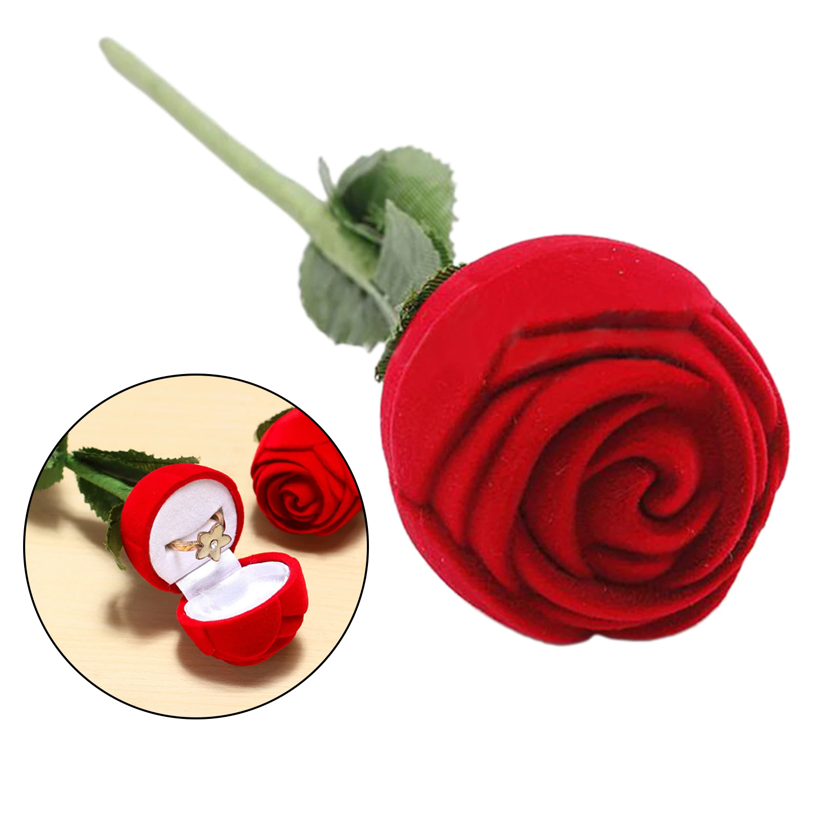 1x heap Rose Flower Velvet Jewelry Storage Box Engagement Ring Display Case TOP 