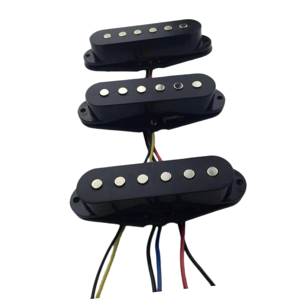 1 Set Single Coil Pickup Neck/Middle/Bridge Pickups Black for Stratocaster Electric Guitar Parts