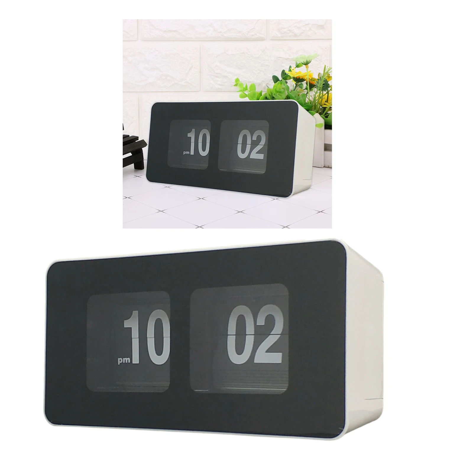 Auto Flip Clock Stylish Modern Vintage Clock Desk Table File Down Page Clock Digital for Bedroom Kitchen Office Cars Home Cafe