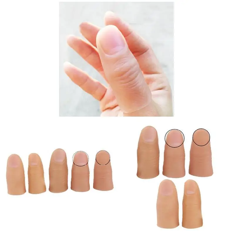 5Pcs Fake Soft Thumb Tip Finger Close Up Stage Magic Trick Wholesale *TFSU 