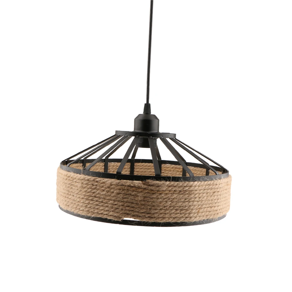Industrial Metal Manila Rope Twined Ceiling Lampshade Restaurant Home Decor