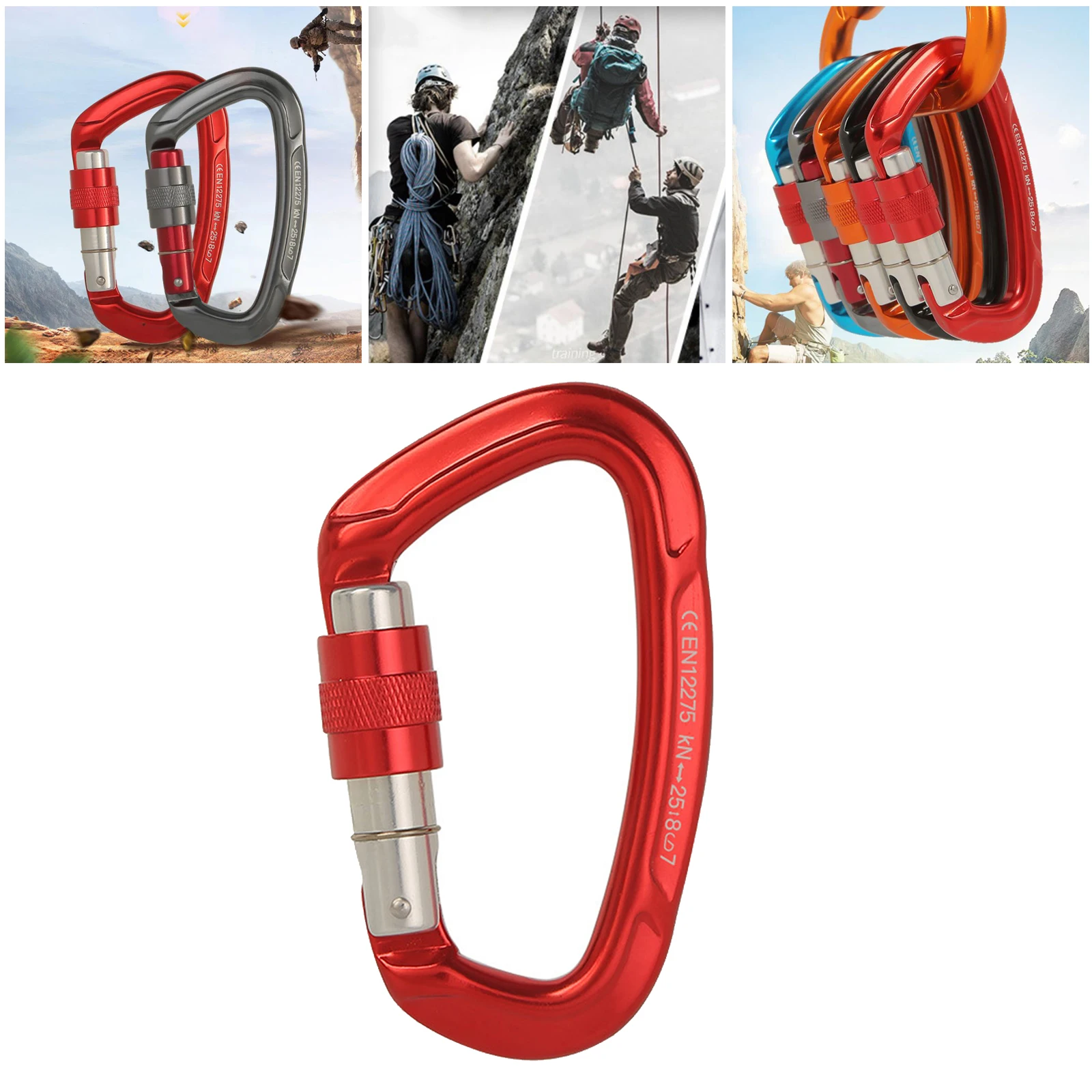 25kn Climbing Carabiner Clip Rappelling High Strength Carabiners Safety Gear
