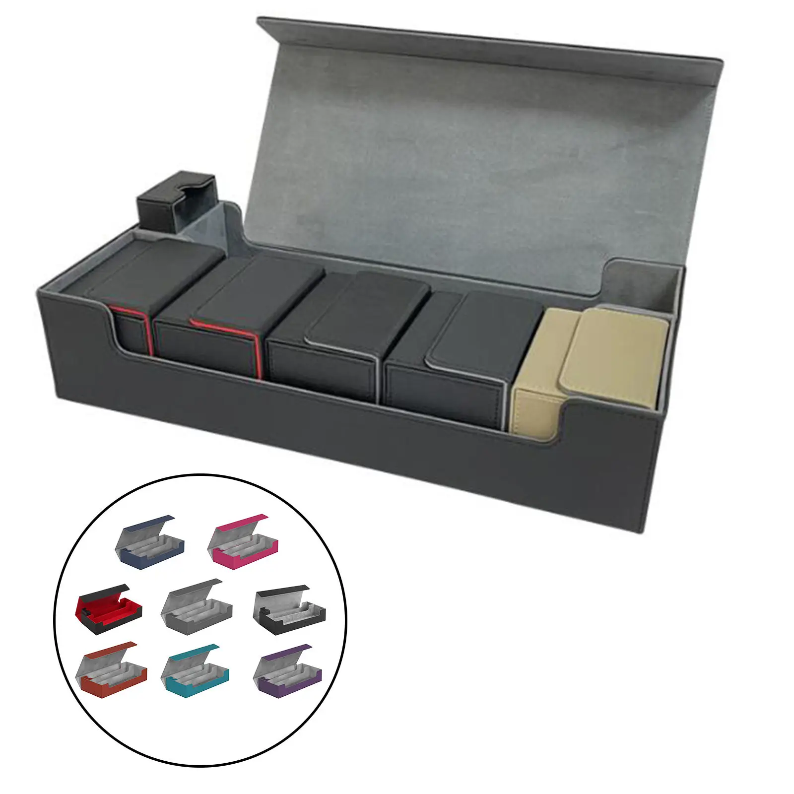Deck Box and Card Sleeves - Medium Size for 550 Sleeved Cards PU Leather Card Holder for TCG