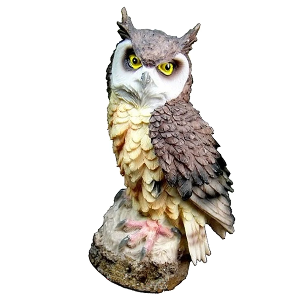 Resin Art Crafts Owl Shaped Artificial Animal Statue Garden Yard Decorations
