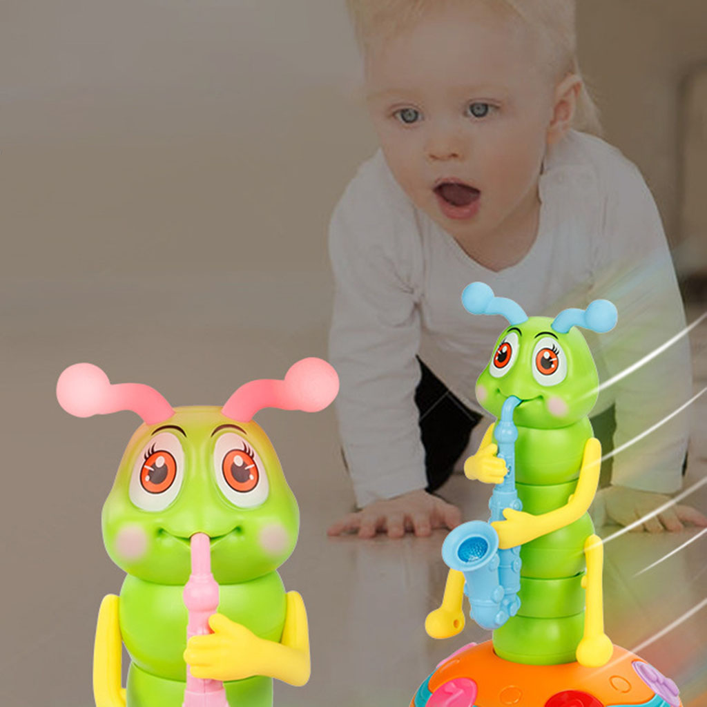 Electric Caterpillar Toy 6 Songs with LED Flashlights Early Education Developmental Toys Kids Bedroom Desktop Decor Crafts