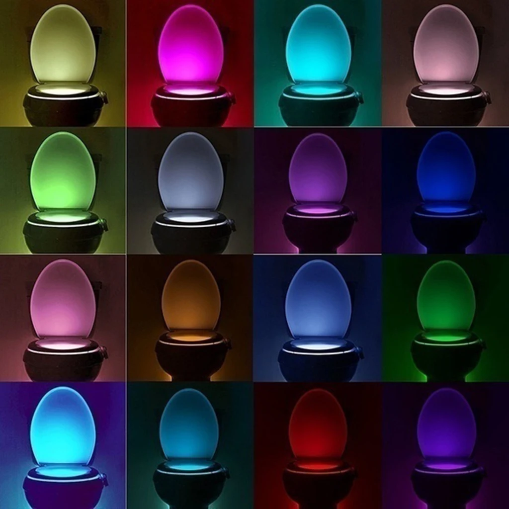 8 Color 16 Color Toilet Night Light LED Motion Activated Glow Lamp Toilet