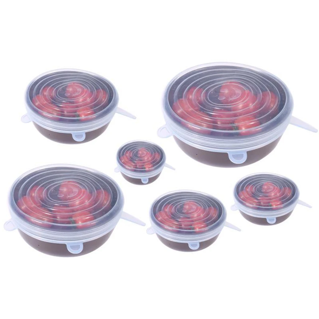 6Pcs Stretch Silicone Lids Covers Durable Flexible Sealer BPA free Snacks