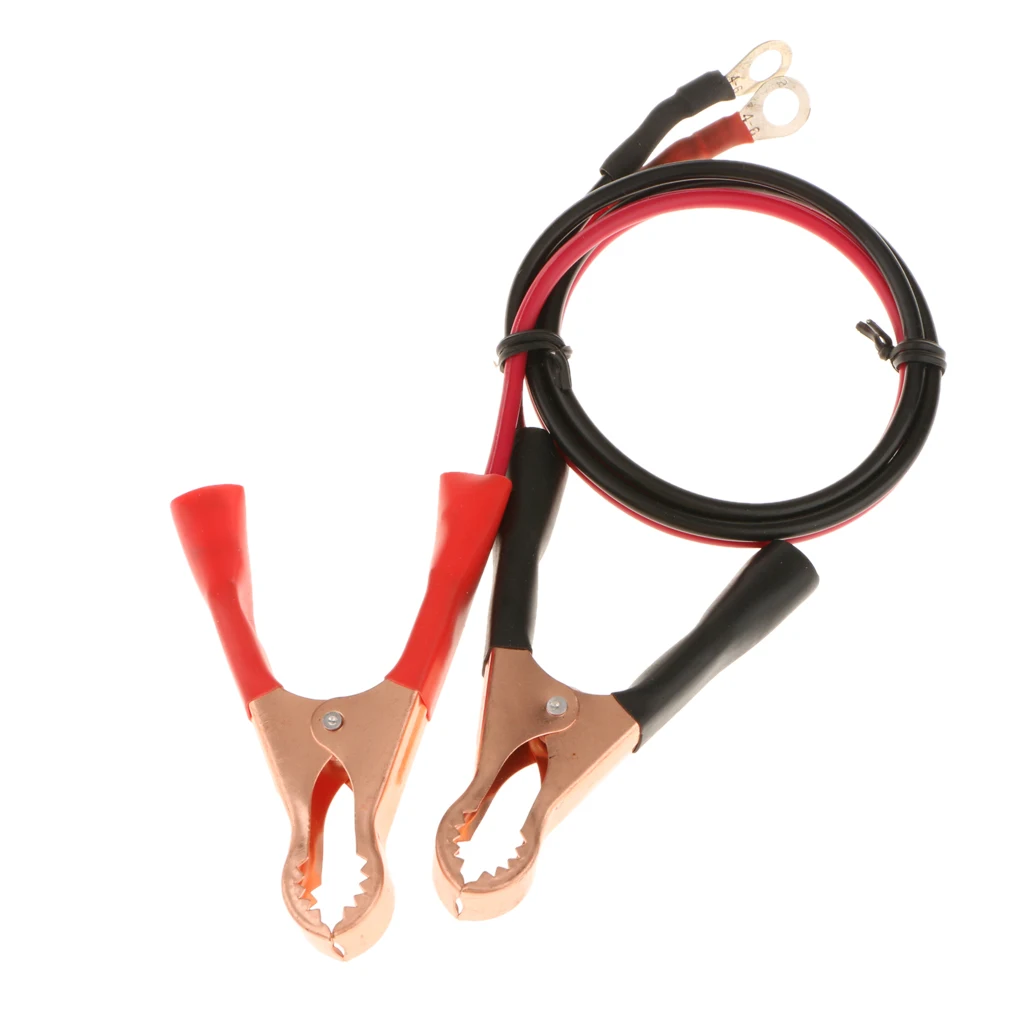 2pcs 50A Battery Terminal Alligator Clamp Cable Clip for Car Black+Red Safety Prevent Damage to Devices