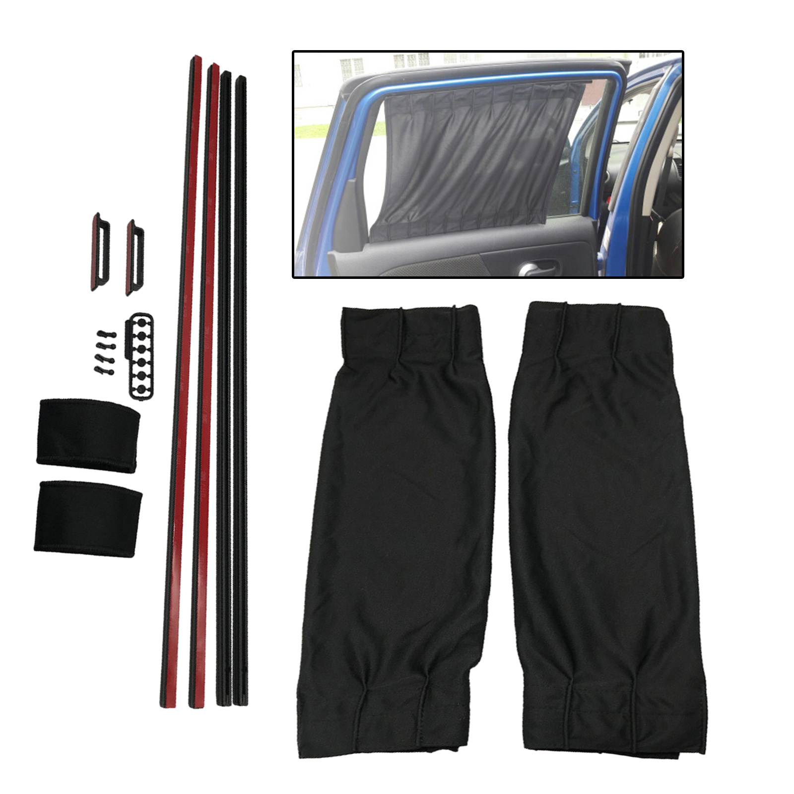 2pcs Cotton Car Window Curtains Sun Shade SUV UV Protection Drape Valance