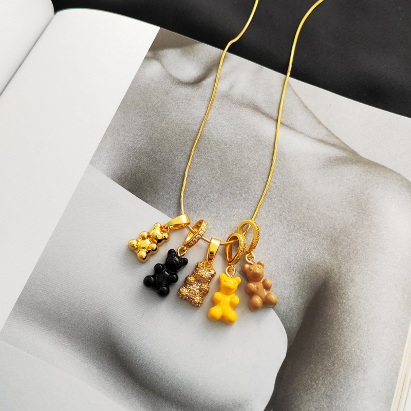 Pendant Necklace for Women Korean Colorful Bear Blue Zircon Crystal Neck Chain Female Jewelry Free Shipping Gift 18k Gold Plated Pendant Necklace for Women Korean Colorful Bear Blue Zircon Crystal Neck Chain Female Jewelry Free Shipping Gift 18k Gold Plated