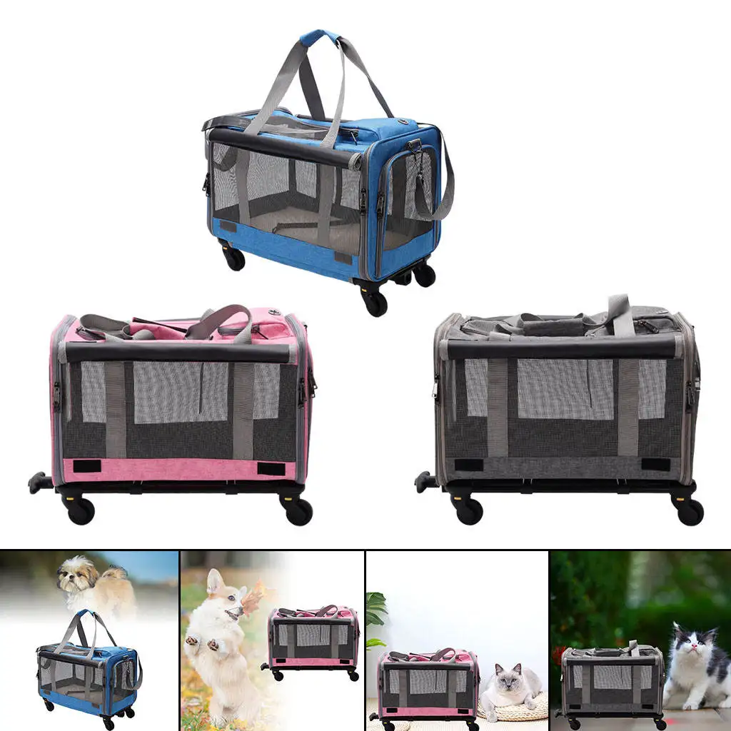 Collapsible Pet Carrier Bag Mesh Soft Sided with Pockets Tote Case for Transport Travel Dog