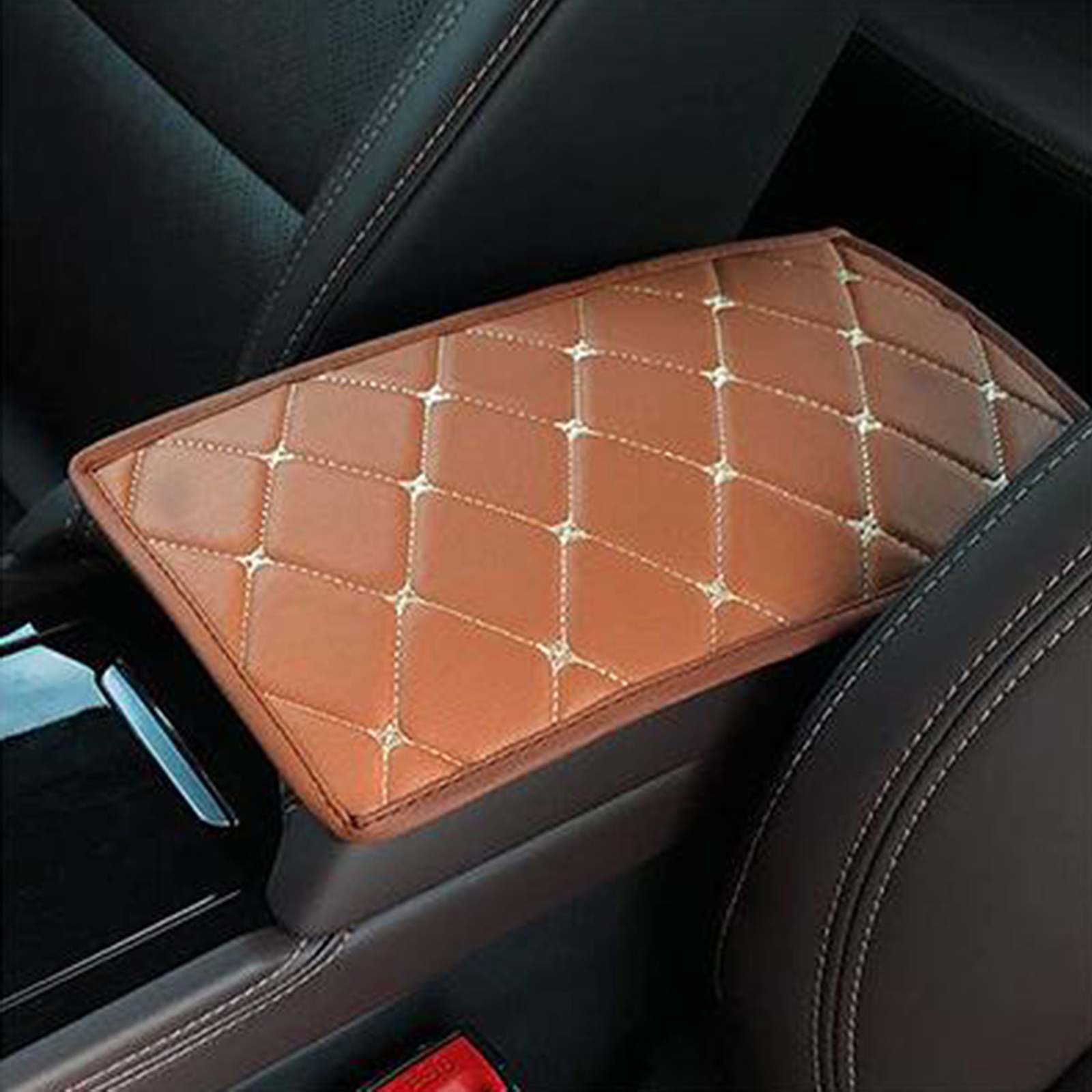 Auto Center Console Pad, Universal PU Leather Car Armrest Cover, Compatible with Most Car