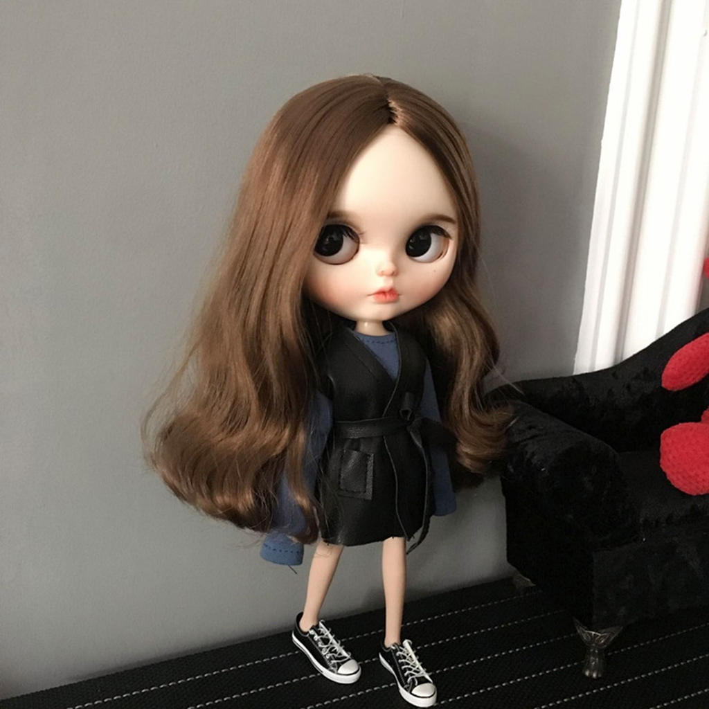 Fashion Handmade Doll Blue T-shirt & Leather Waistcoat Set For Blythe Doll For 12inch Doll 1/6 Kids Toys