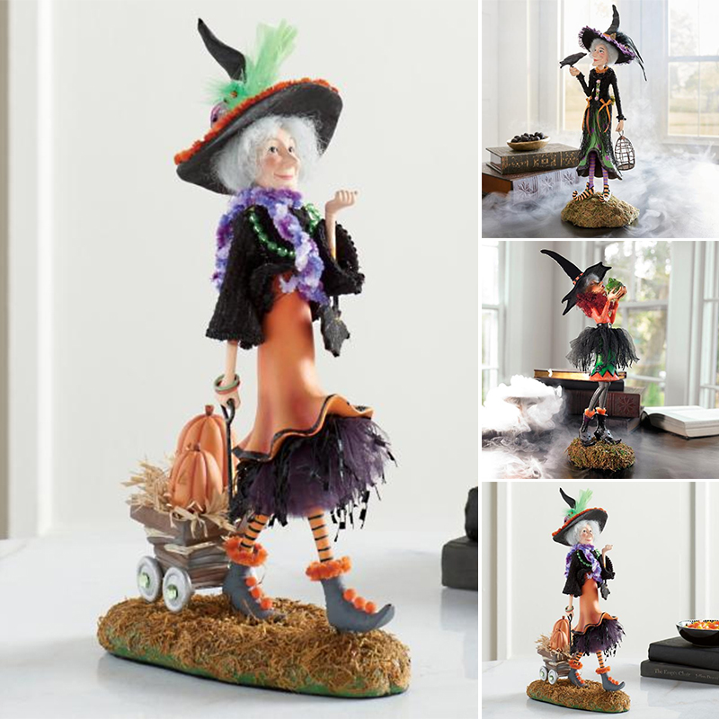 statue de sorcière peinte la main pour ornement de bureau créatif en résine pour la décoration de chambre coucher