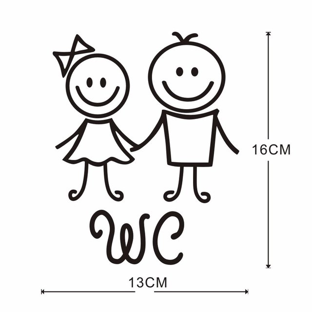 Adesivi Divertenti Per WC - 2 Pezzi, PVC, 12x20cm, Targhette Uomo/Donna Per Porta Bagno