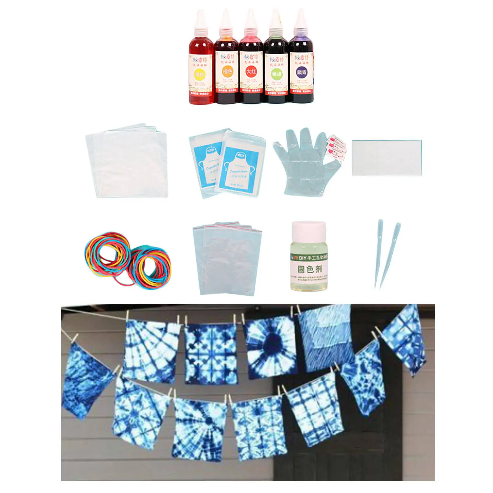 5 Colors Tie Dye Kit Dyeing DIY Art Craft Fabric Dye Set Permanent Paint for T-Shirts Accessories Kids Adults Party Supplies