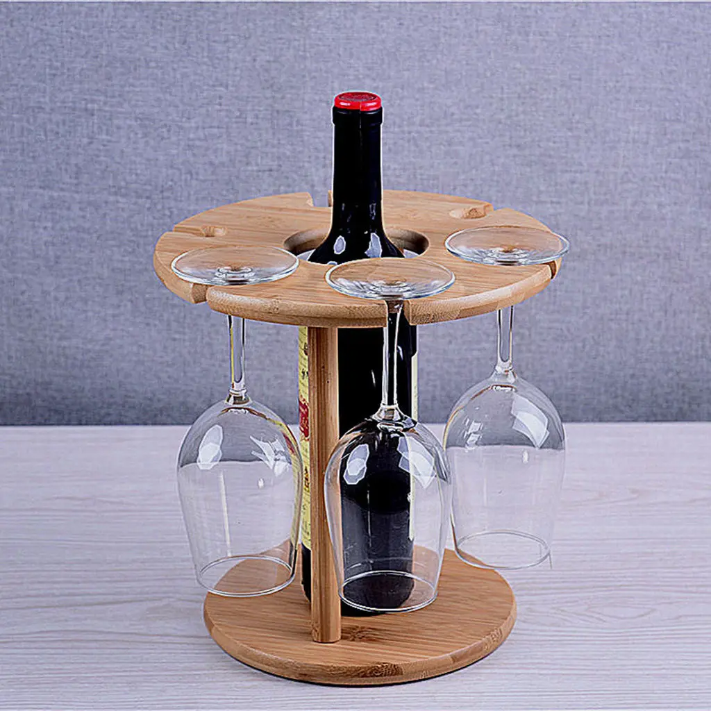 Wine Glass Holder Organizer Bamboo Tabletop Stemware Goblet Drying Racks for Dining Table, Kitchen Countertop Durable