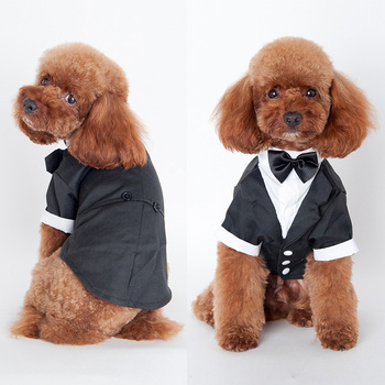 Dog Tuxedo Costume Formal Shirt Dog Wedding Black Jacket Suit Pet Puppy Bow Tie Suit Small Dogs Cats Clothes 7