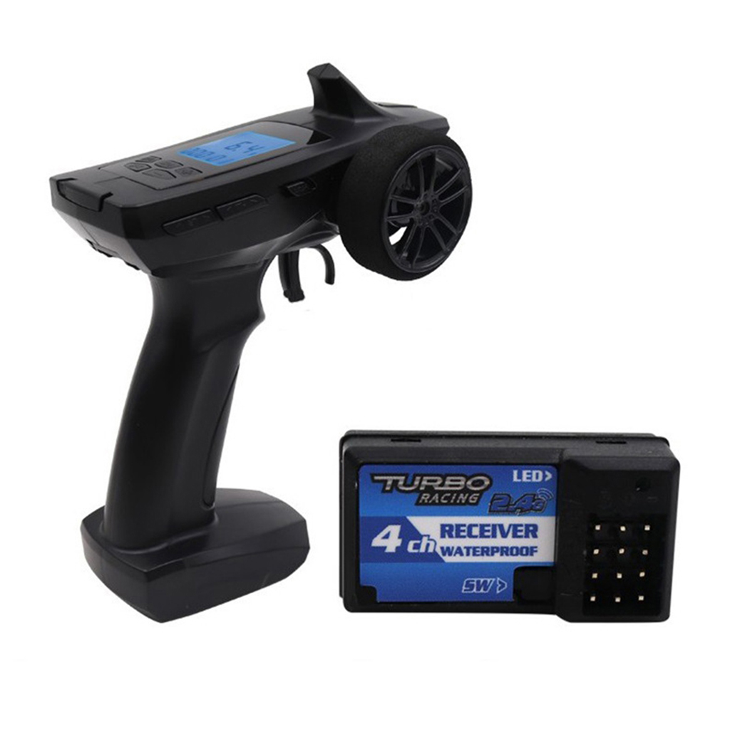 Turbo Racing 2.4G 4CH LCD Display Remote Control Transmitter Receiver 1/76 for RC Car Boat Vehicles Mode