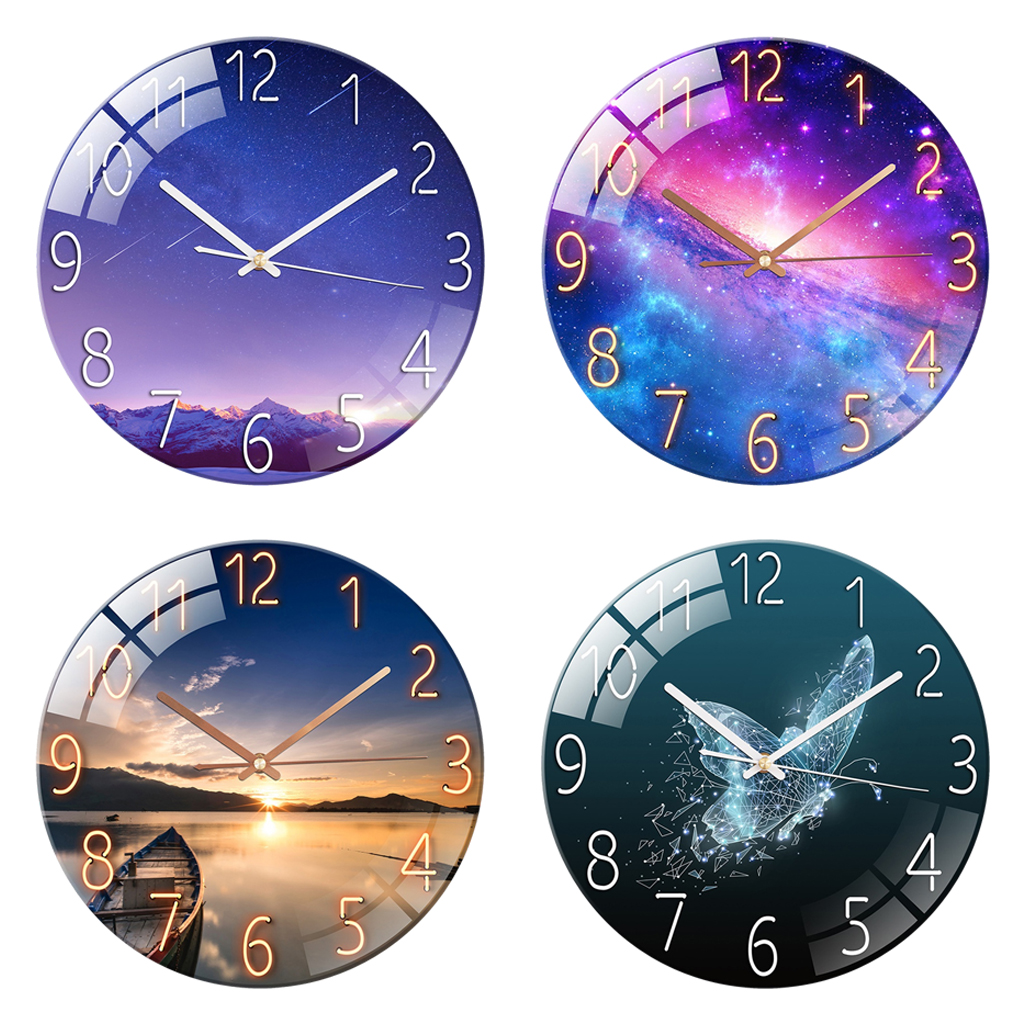 Modern Glass Quartz Wall Clock Pendulum Living Room Kids Room Bedroom Office Decor
