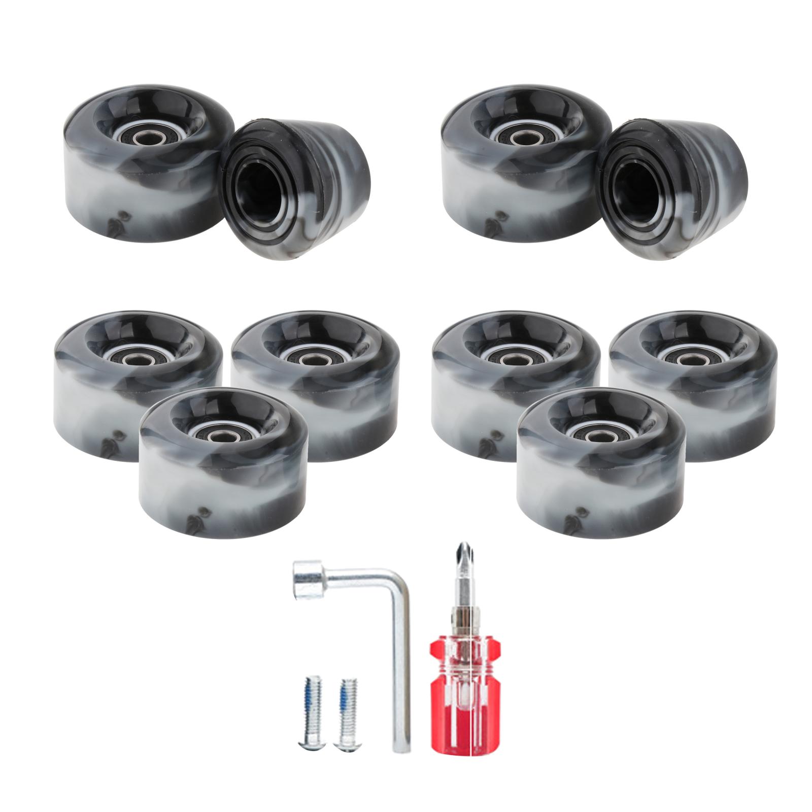 Set of 8 Roller Skate Wheels with Bearings Installed Quad Wheels for Double Row Skating and Skateboard, 32mm x 58mm 82A