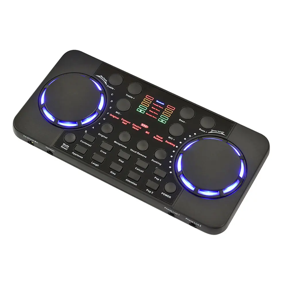 CHYSP Sound Card 10 Sound Effects Bluetooth Noise Reduction O Mixers Headset Mic Voice Control for Phone PC 