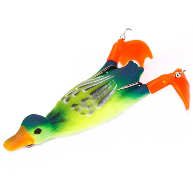 Topwater Ducking Silicone Fishing Soft Lures 9cm 11.5g Bass Frog Double  Propeller Flipper Duck Wobblers Artificial Rubber Bait​