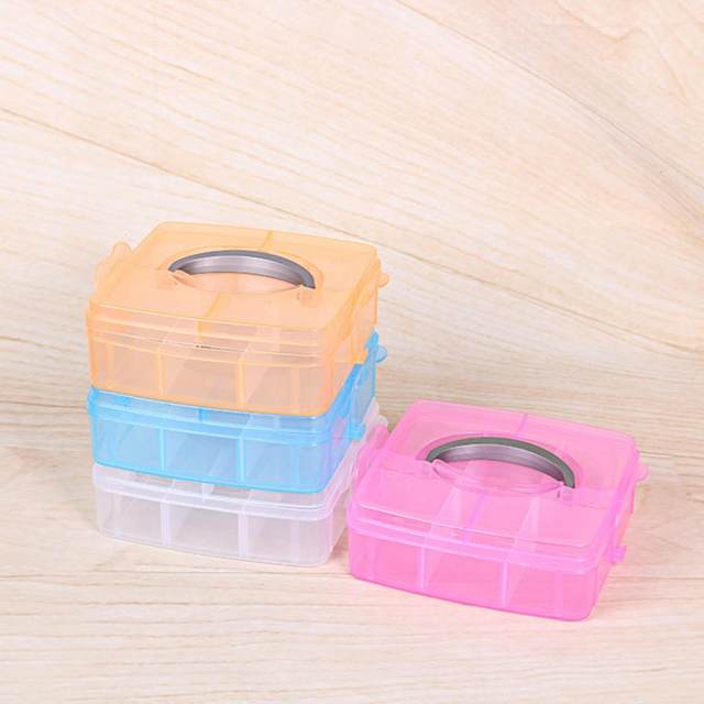 3 Layers 18 Compartments Clear Storage Box Container Jewelry Bead Organizer  Case Rangement Cajas organizadoras Plastic box